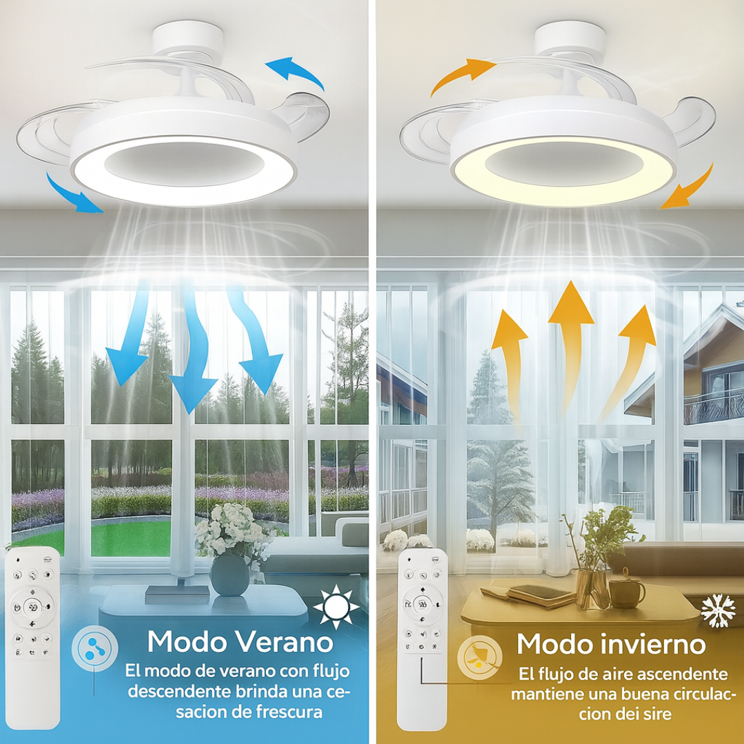 Lampara con luz LED 2 en 1 – con ventilador de frío y calor
