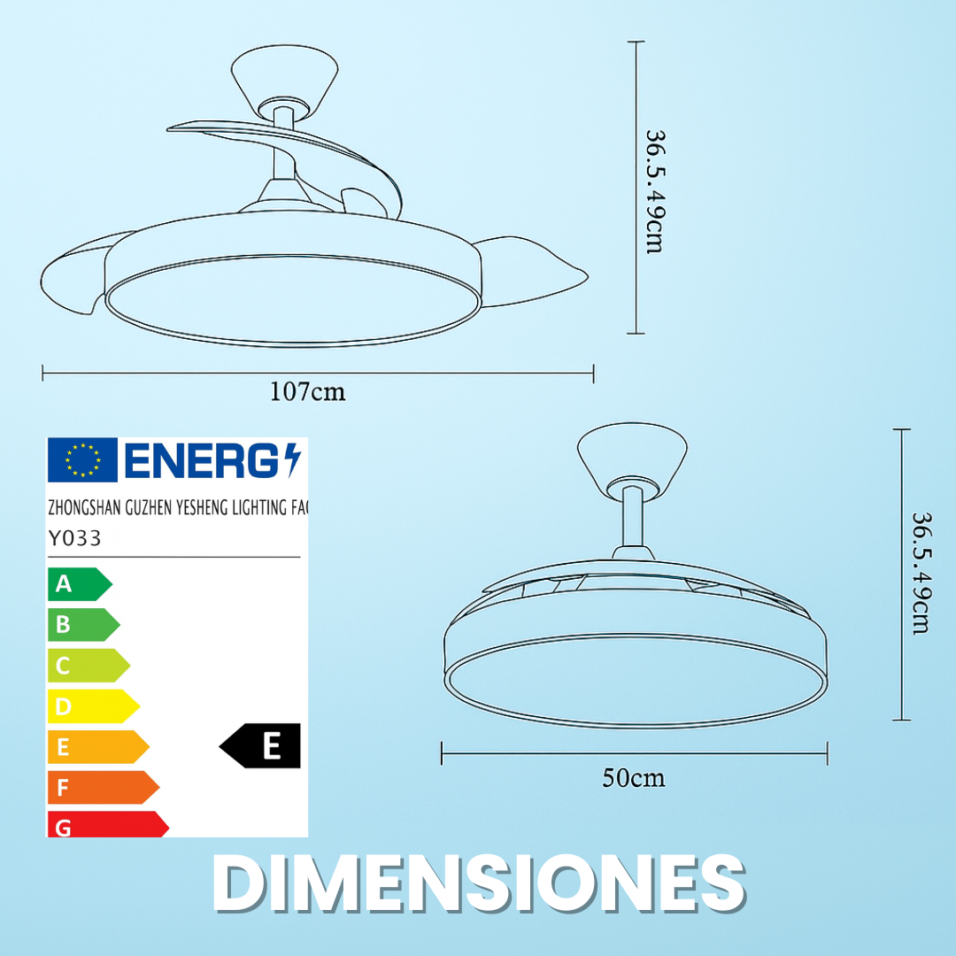 Lampara con luz LED 2 en 1 – con ventilador de frío y calor