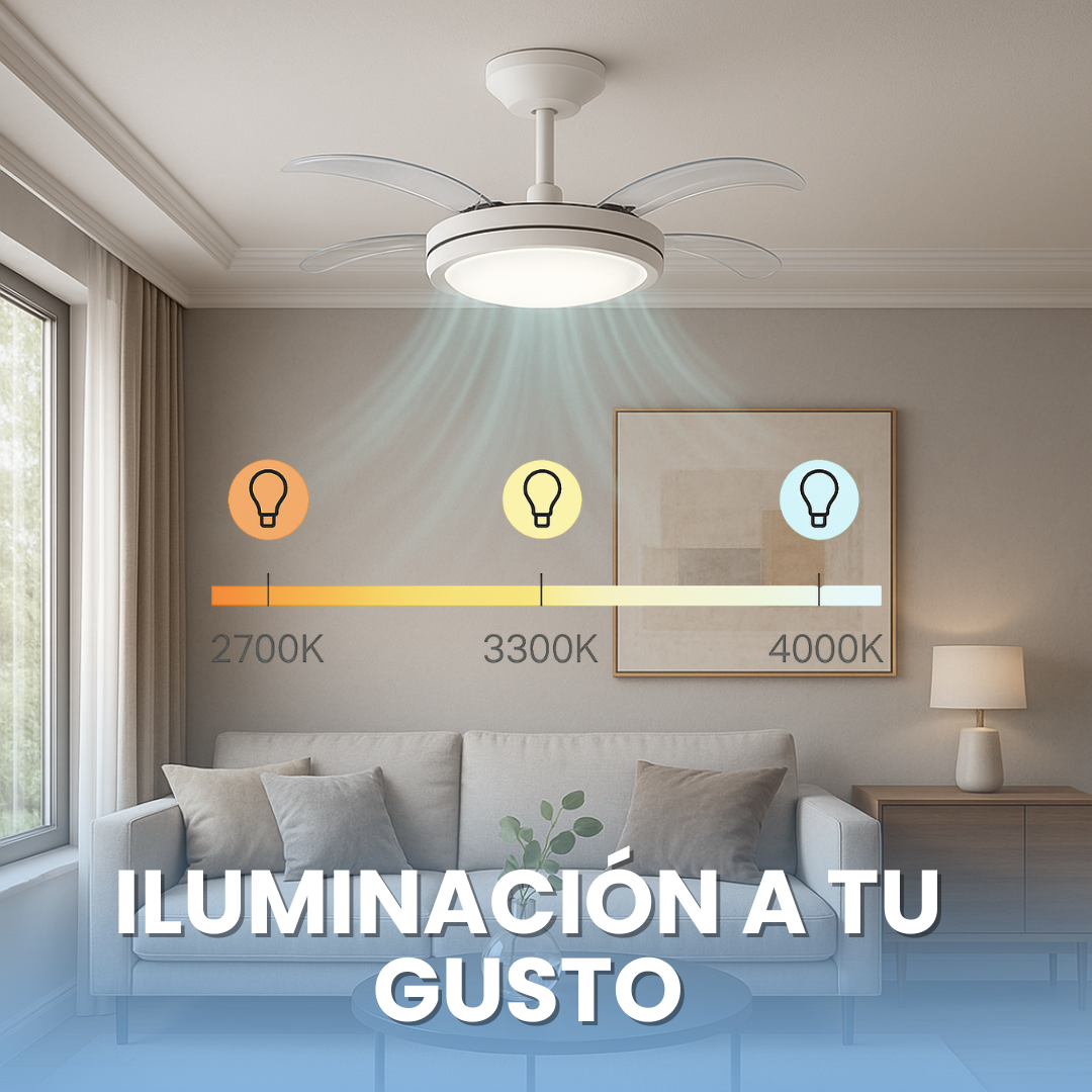 Lampara con luz LED 2 en 1 – con ventilador de frío y calor